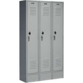Global Industrial Paramount 1-Tier 3 Door Locker, 12"Wx15"Dx60"H, Gray, Unassembled