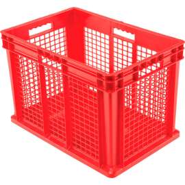 Global Industrial Mesh Straight Wall Container, Solid Base, 23-3/4"Lx15-3/4"Wx16-1/8"H, Red