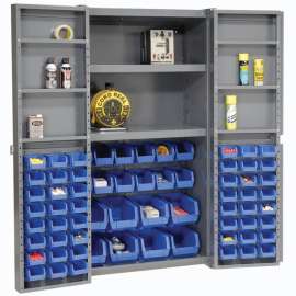 Bin Cabinet Deep Door 68 BL Bin, Shelves, 16 Ga Unassembled Cabinet 38x24x72