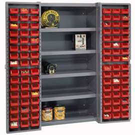 Bin Cabinet Deep Door 96 RD Bin, Shelves, 16 Ga Unassembled Cabinet 38x24x72