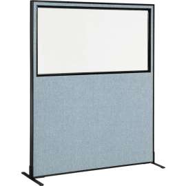 Interion Freestanding Office Partition Panel with Partial Window, 60-1/4"W x 96"H, Blue
