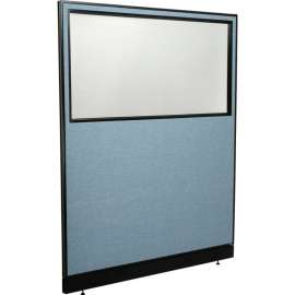 Interion Office Partition Panel with Partial Window & Raceway, 60-1/4"W x 76"H, Blue