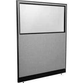 Interion Office Partition Panel with Partial Window & Raceway, 60-1/4"W x 100"H, Gray