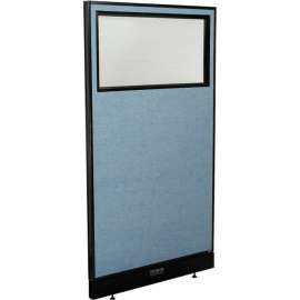 Interion Electric Office Partition Panel with Partial Window, 36-1/4"W x 64"H, Blue