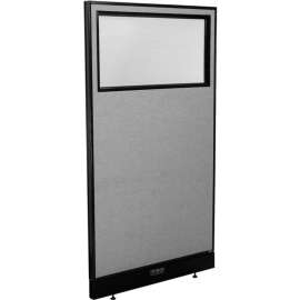 Interion Electric Office Partition Panel with Partial Window, 36-1/4"W x 64"H, Gray