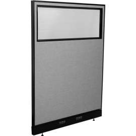 Interion Electric Office Partition Panel with Partial Window, 48-1/4"W x 64"H, Gray