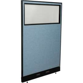 Interion Electric Office Partition Panel with Partial Window, 48-1/4"W x 100"H, Blue