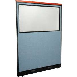 Interion Deluxe Electric Office Partition Panel with Partial Window, 60-1/4"W x 77-1/2"H, Blue