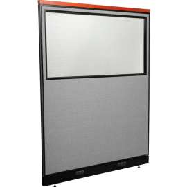 Interion Deluxe Electric Office Partition Panel with Partial Window, 60-1/4"W x 101-1/2"H Gray