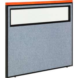 Interion Deluxe Office Partition Panel with Partial Window, 48-1/4"W x 43-1/2"H, Blue