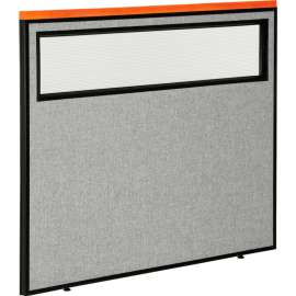 Interion Deluxe Office Partition Panel with Partial Window, 48-1/4"W x 43-1/2"H, Gray