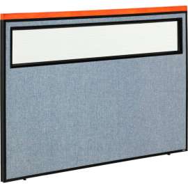 Interion Deluxe Office Partition Panel with Partial Window, 60-1/4"W x 43-1/2"H, Blue