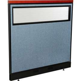 Interion Deluxe Office Partition Panel w/Partial Window & Raceway 48-1/4"W x 47-1/2"H Blue