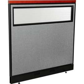 Interion Deluxe Office Partition Panel w/Partial Window & Raceway 48-1/4"W x 47-1/2"H Gray