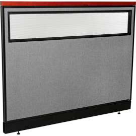 Interion Deluxe Office Partition Panel w/Partial Window & Pass-Thru Cable 60-1/4Wx47-1/2H GRY