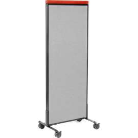 Interion Mobile Deluxe Office Partition Panel, 24-1/4"W x 64-1/2"H, Gray