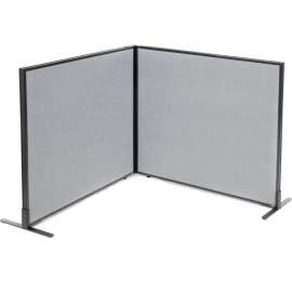 Interion Freestanding 2-Panel Corner Room Divider, 48-1/4"W x 42"H Panels, Gray