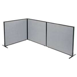 Interion Freestanding 3-Panel Corner Room Divider, 48-1/4"W x 42"H Panels, Gray