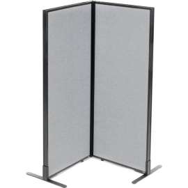 Interion Freestanding 2-Panel Corner Room Divider, 24-1/4"W x 60"H Panels, Gray