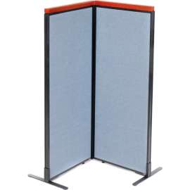 Interion Deluxe Freestanding 2-Panel Corner Room Divider, 24-1/4"W x 61-1/2"H Panels, Blue