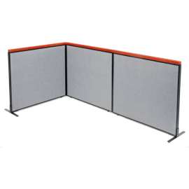 Interion Deluxe Freestanding 3-Panel Corner Room Divider, 48-1/4"W x 43-1/2"H Panels, Gray