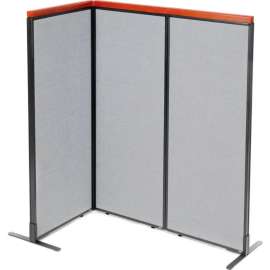 Interion Deluxe Freestanding 3-Panel Corner Room Divider, 24-1/4"W x 61-1/2"H Panels, Gray