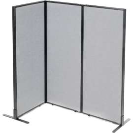 Interion Freestanding 3-Panel Corner Room Divider, 24-1/4"W x 60"H Panels, Gray