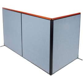 Interion Deluxe Freestanding 3-Panel Corner Room Divider, 60-1/4"W x 73-1/2"H, Blue