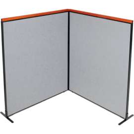 Interion Deluxe Freestanding 2-Panel Corner Room Divider, 60-1/4"W x 73-1/2"H, Gray