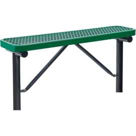 Global Industrial 4' Outdoor Steel Flat Bench, Expanded Metal, In Ground Mount, Green