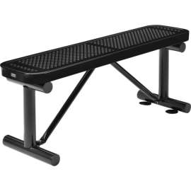 Global Industrial 4' Outdoor Steel Flat Bench, Perforated Metal, Black