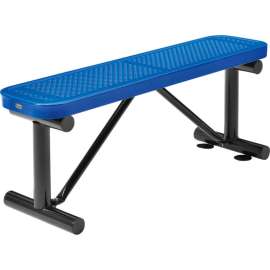 Global Industrial 4' Outdoor Steel Flat Bench, Perforated Metal, Blue