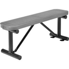Global Industrial 4' Outdoor Steel Flat Bench, Perforated Metal, Gray
