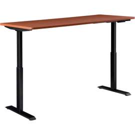 Interion Electric Height Adjustable Desk, 48"W x 30"D, Cherry W/ Black Base