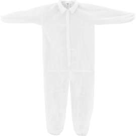 Global Industrial Disposable Polypropylene Coverall, Elastic Wrists/Ankles, WHT, MED, 25/Case