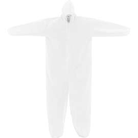 Global Industrial Disposable Microporous Coverall Elastic Wrists/Ankles Hood White XL 25/Case