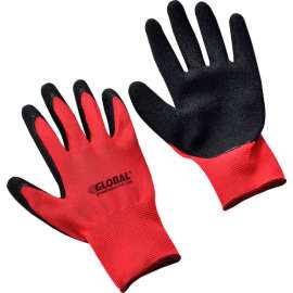 Global Industrial Crinkle Latex Coated Gloves, Red/Black, Small, 1-Pair