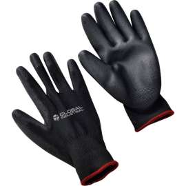 Global Industrial Flat Polyurethane Coated Gloves, Black/Black, Small, 1-Pair