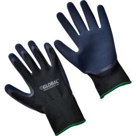 Global Industrial Double Foam Latex Coated Gloves, Black/Navy, Medium, 1-Pair
