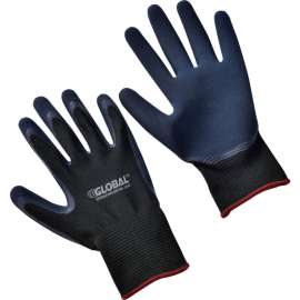 Global Industrial Double Foam Latex Coated Gloves, Black/Navy, Small, 1-Pair