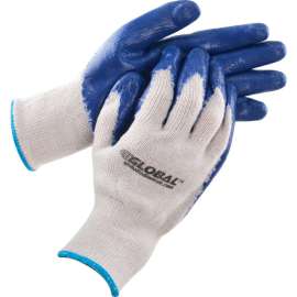 Global Industrial Latex Coated String Knit Work Gloves, Natural/Blue, X-Large, 1-Dozen
