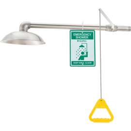 Global Industrial Emergency Drench Shower, Horizontally Mounted, Stainless Steel