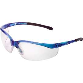 Global Industrial Half Frame Safety Glasses, Anti-Fog, Clear Lens, Blue Frame