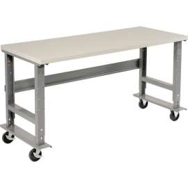 Global Industrial 72x36 Mobile Adj. Height C-Channel Leg Workbench - Laminate Square Edge