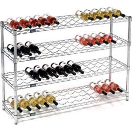 Nexel Wine Bottle Rack - 52 Bottle 48"W x 14"D x 34"H, Chrome