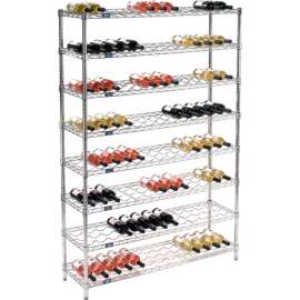 Nexel Wine Bottle Rack - 104 Bottle 48"W x 14"D x 74"H, Chrome