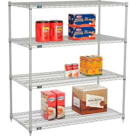 Nexel Shelving Wire Shelving Starter Unit, 48"W x 24"D x 54"H