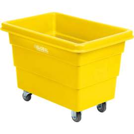 Global Industrial Plastic Bulk Box Truck, 6 Bushel, Direct Mount Base, Yellow