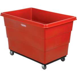 Global Industrial Plastic Bulk Box Truck, 20 Bushel, Steel chassis Base Red