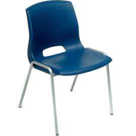 Interion Merion Collection Stacking Chair With Mid Back, Plastic, Blue